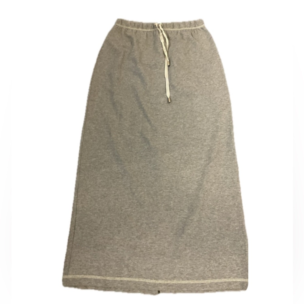 ***Outline Chic Gray Maxi Skirt with Back slit .